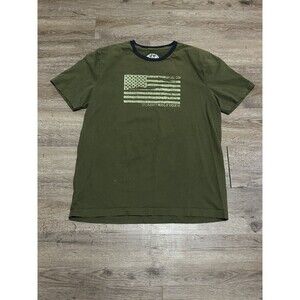 Tommy Hilfiger Shirt Mens L Green USA Flag Logo Y2K Tee